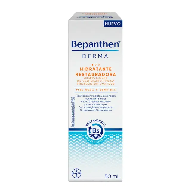 Bepanthen DERMA 50 mL crema ligera de uso diario FPS25 Protección UVA / UVB
