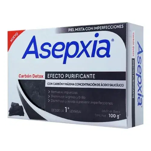 Asepxia Carbón Detox Jabón en barra Cont. Net. 100 g Efecto Purificante  