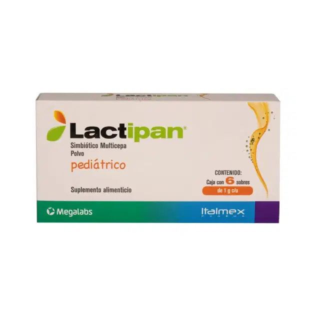 Lactipan® Pediátrico – Simbiótico Multicepa (Polvo)  Caja con 6 sobres de 1 g c/u