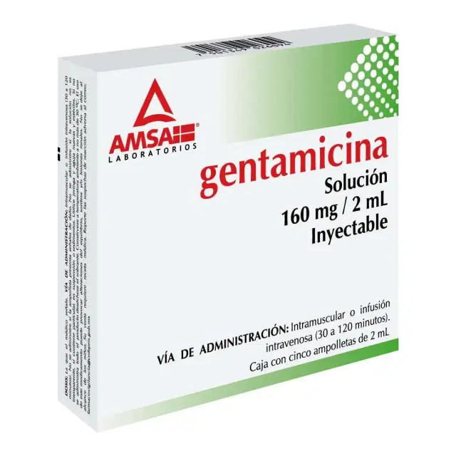 GENTAMICINA Solución Inyectable 160 mg / 2 mL Ampolletas Caja con 5