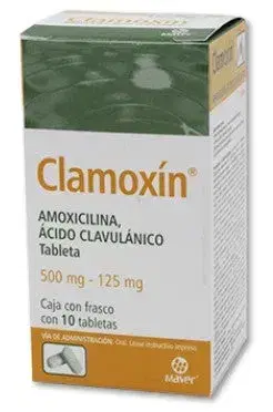 Clamoxín 500/125 mg Caja con 10 tabletas