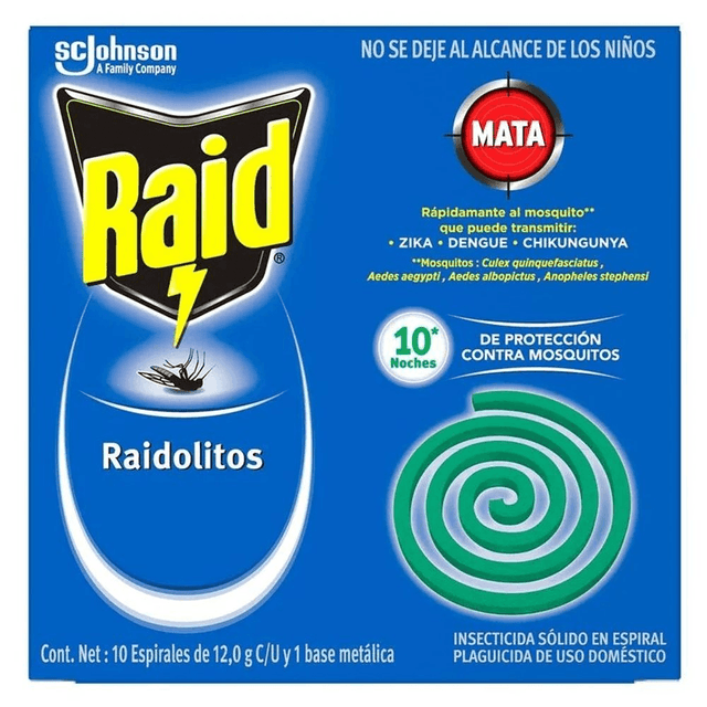 Raid radiolitos verde caja c/10 espirales