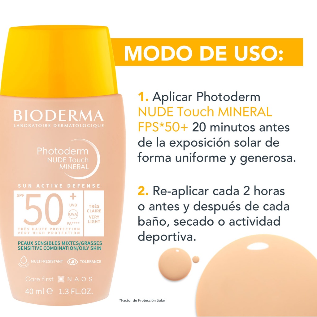 Bioderma Photoderm Nude Touch Spf50+ Tono Muy Claro 40 Ml