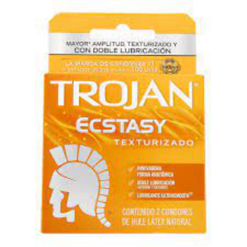 TROJAN ECSTASY TEXTURIZADO C/2