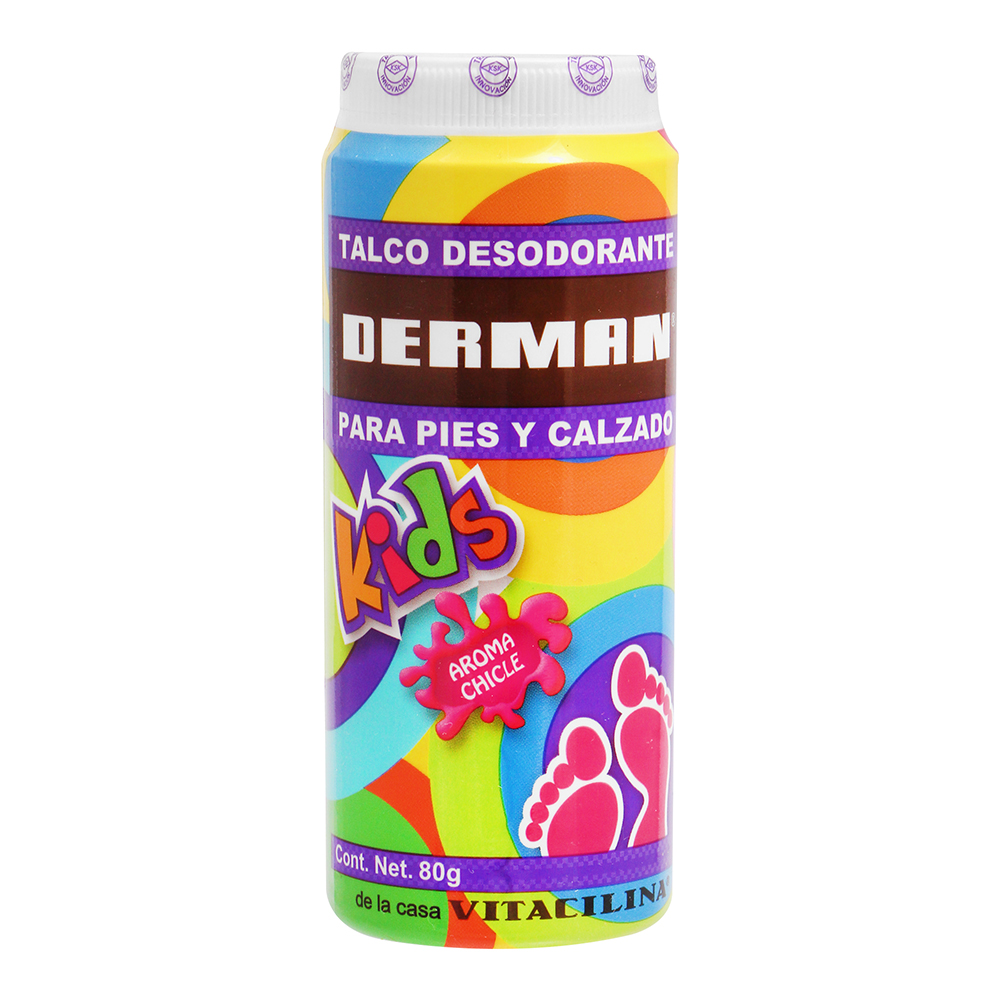 DERMAN TALCO DESODRANTE 80 G KIDS AROMA CHICLE