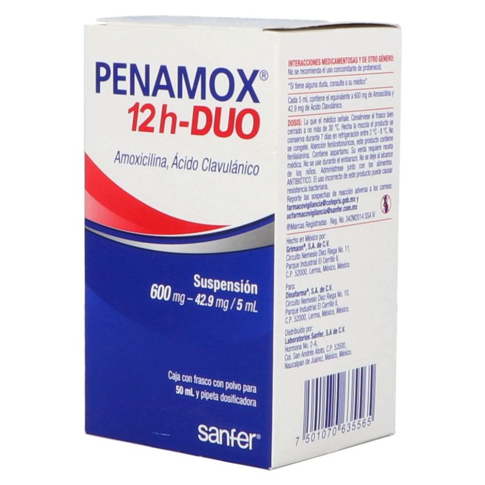 PENAMOX 12H DUO SUSPENSION 600MG/ 42.9MG/ 5 ML 50ML