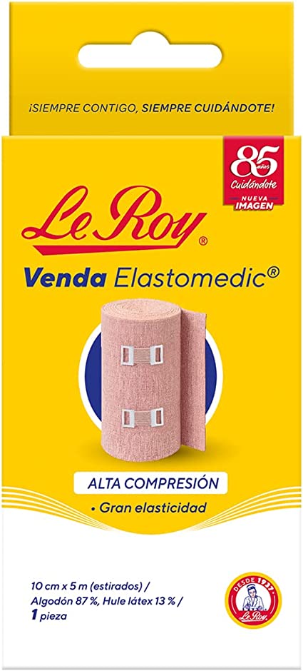 Venda Elastomedic Alta Compresión 10 cm x 5 cm (Le Roy)