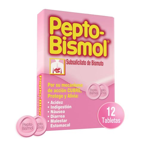 PEPTO BISMOL TABLETAS MASTICABLES C/12 SABOR ANIS