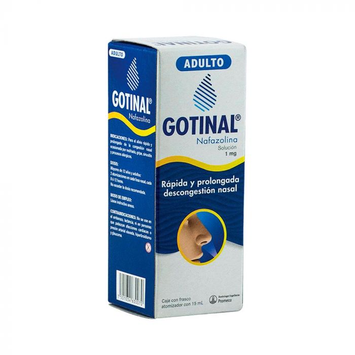 GOTINAL NAFAZOLINA SOLUCION NASAL 1MG/ ML FRASCO CON 15 ML