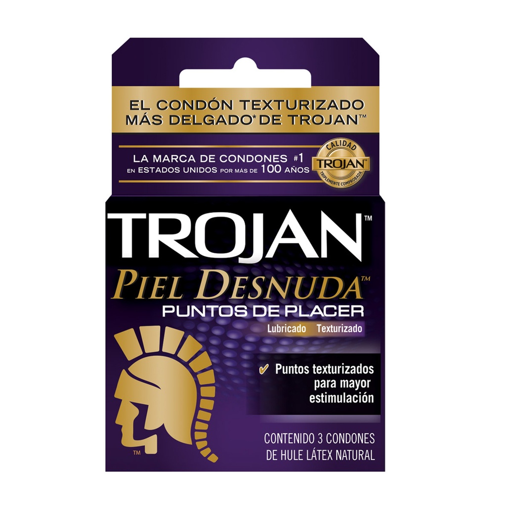 Trojan piel desnuda texturizado c/3 condones