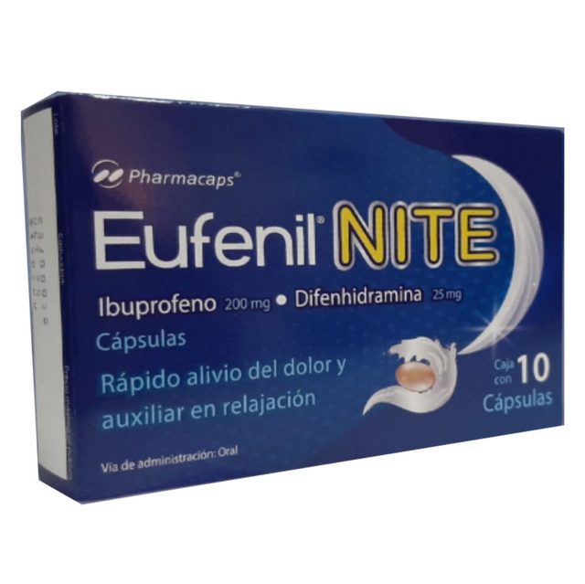 Eufenil Nite 200/20mg c/10 capsulas