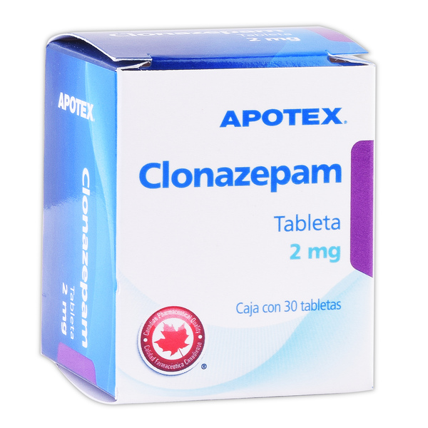 Clonazepam 2 mg caja c/30 tabletas (Apotex)