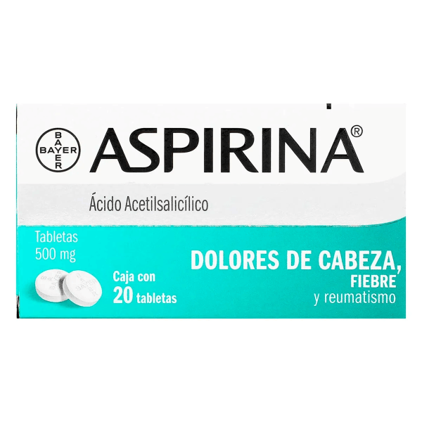 Aspirina tabletas 500 mg caja c/20