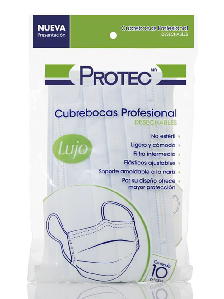 Cubrebocas Profesionla desechable (Protec) c/10 piezas