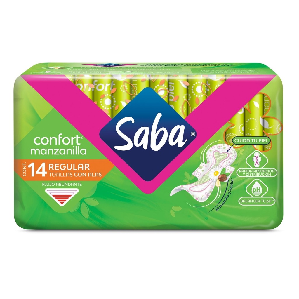 Saba toallas sanitarias confort manzanilla paquete c/14