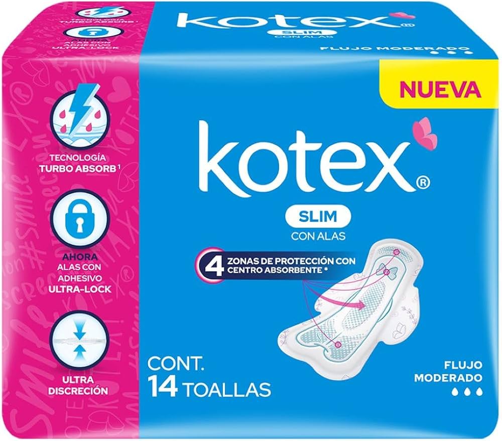 Kotex slim con alas toallas sanitarias paquete c/10