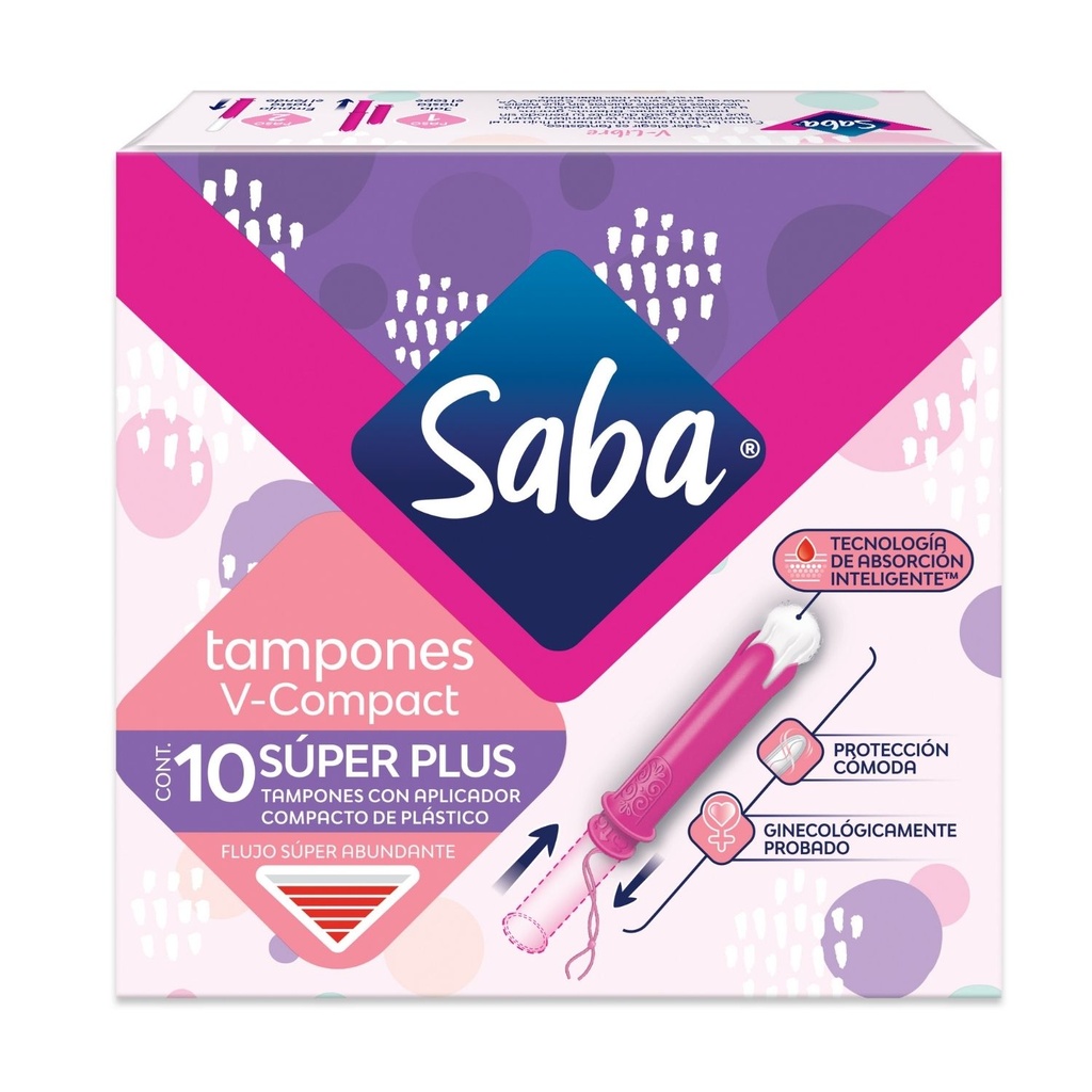 Saba tampones V-compact con aplicador flujo super abundante c/10