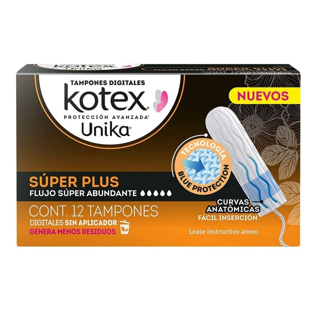 Kotex unika tampones super plus flujo super abundante c/12