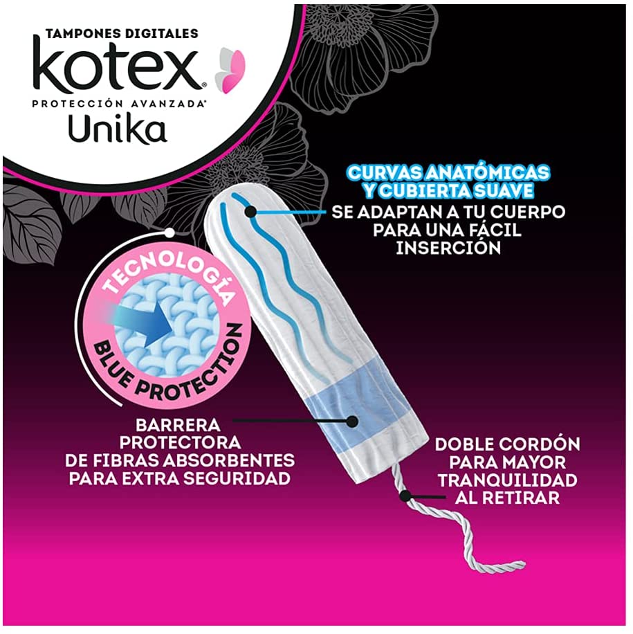 Kotex unika tampones regular flujo moderado caja c/12