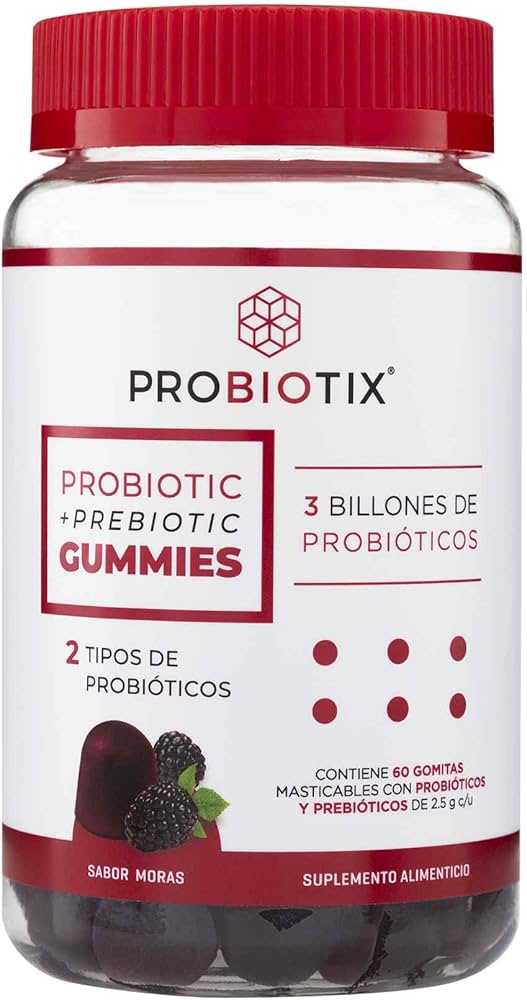Probiotix probiotic + prebiotic gummies c/ 60 gomitas sabor mora