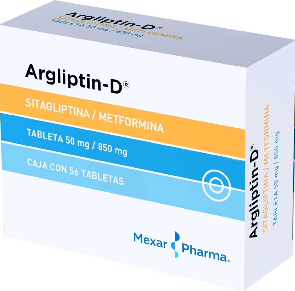 Argliptin-D sitagliptina / metformina tabs 50 mg / 850 mg caja c/56 tabs