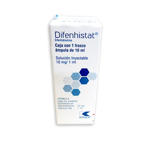 Difenhistat solucion 10mg/ ml. IV o IM