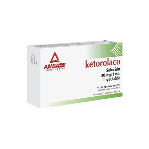 KETOROLACO Sol. Iny. c/3 AMPTAS. 30 MG/1 ML.