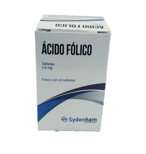 ÁCIDO FÓLICO c/20 TABS. 5 MG.