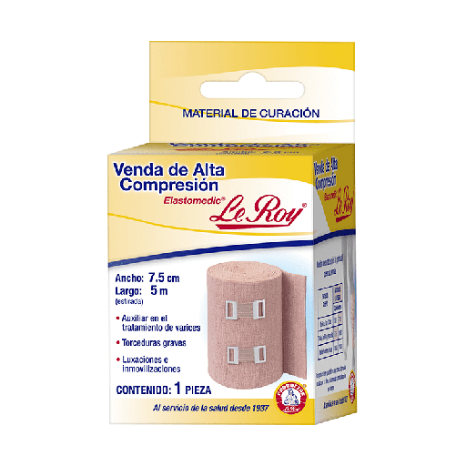 Venda Elastomedic Alta Compresion 7.5cm x 5m (Le Roy)