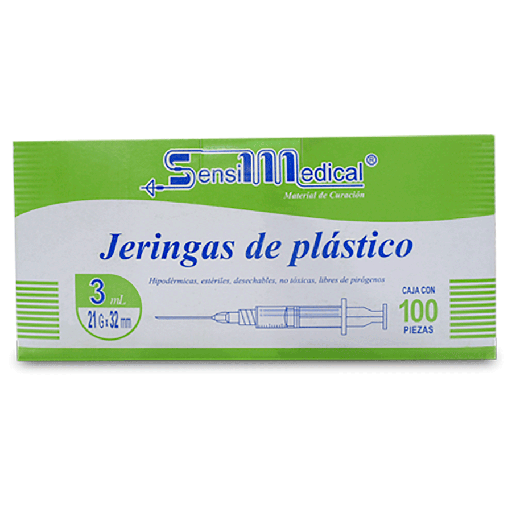 JERINGA 3 mL. c/AGUJA 21Gx32mm. c/1 Pza. (SensiMedical)