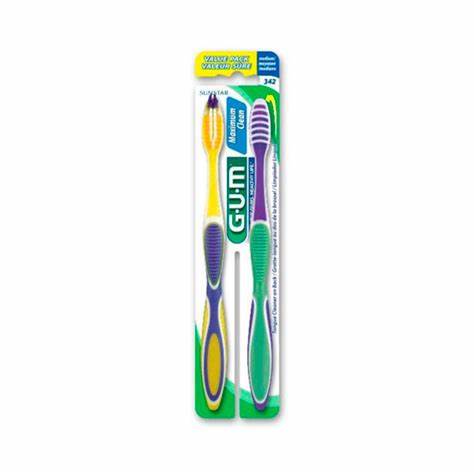 Cepillo Dental Gum Adulto Maxmum Clean Mediano 2 Piezas