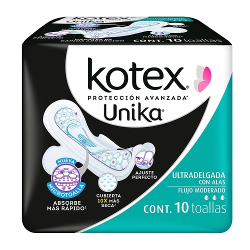 Kotex unika ultradelgada toallas sanitarias paquete c/10