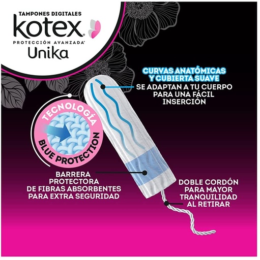 Kotex unika tampones regular flujo moderado caja c/12