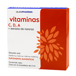 Vitaminas C, D, A mas extracto de naranja ampolletas caja c/5