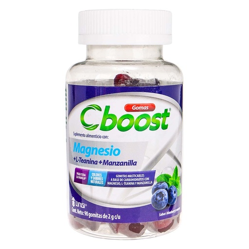 C boost gomitas suplemento alimenticio con magnesio, L-teanina Y manzanilla frasco c/90
