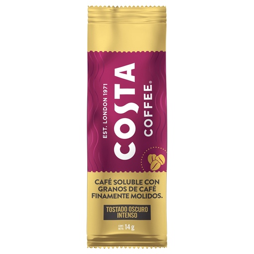 Costa Coffe, cafe soluble tostado y molido muy fino caja c/6 sobres de 14g c/u