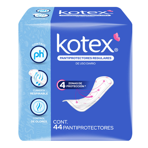 Kotex panti protectores regulares de uso diario c/44 panti protectores