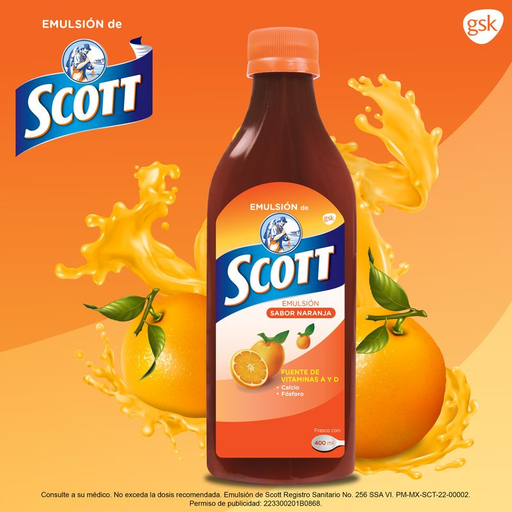 Emulsión de Scott sabor naranja frasco con 400mL