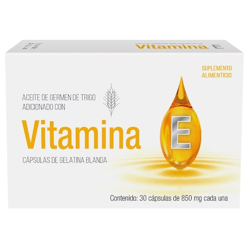 Aceite de germen de trigo adicionado con vitamina E capsulas 850 mg caja c/30