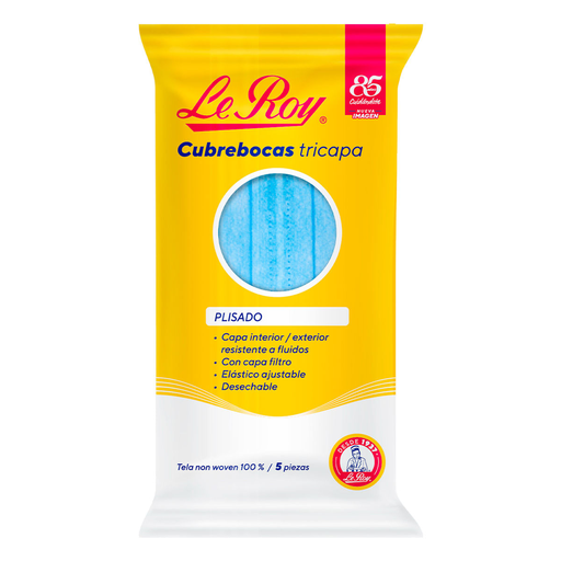 Cubrebocas pack con 5 piezas Le Roy