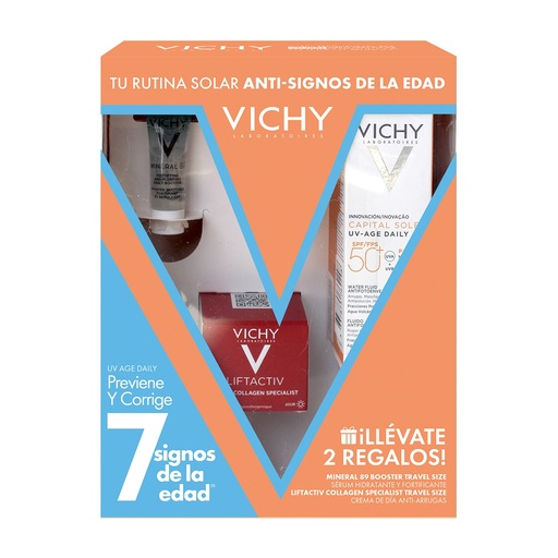 VICHY Kit Capital Soleil Uv-Age Fps 50 40Ml+Mineral 89 5 Ml+Crema Colageno 5Ml