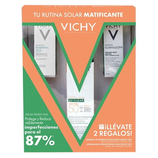 VICHY Kit Capital Soleil Uv-Clear Fps 50+ 40Ml + Mineral 89 5Ml + Normaderm Probio Bha 5Ml