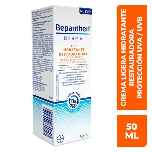 Bepanthen Derma Crema Hidratante Restauradora Facial de Día FPS 25 piel seca y sensible