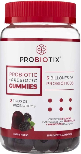 Probiotix probiotic + prebiotic gummies c/ 60 gomitas sabor mora