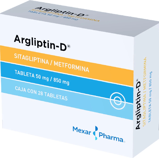Argliptin-D tableta 50 mg / 850 mg caja c/ 28 tabs