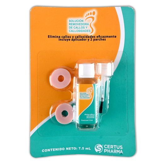 Solución removedora de callos y callosidades Incluye aplicador y  7.5 mL2 parches
